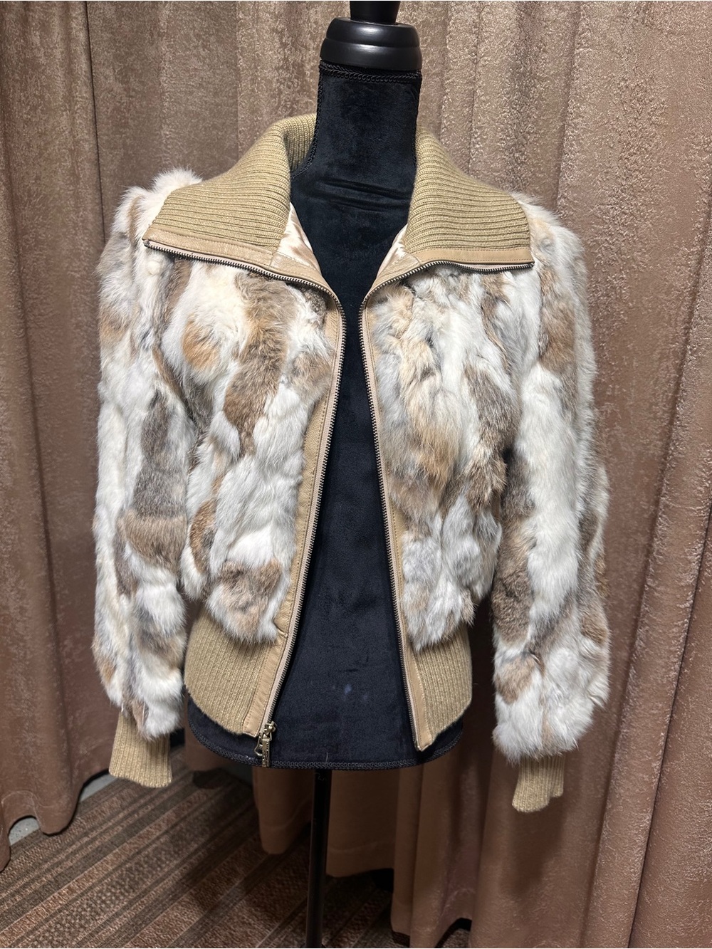 Jack Rivet Genuine Rabbit Fur Bomber Jacket — Size M - Picture 2 of 8